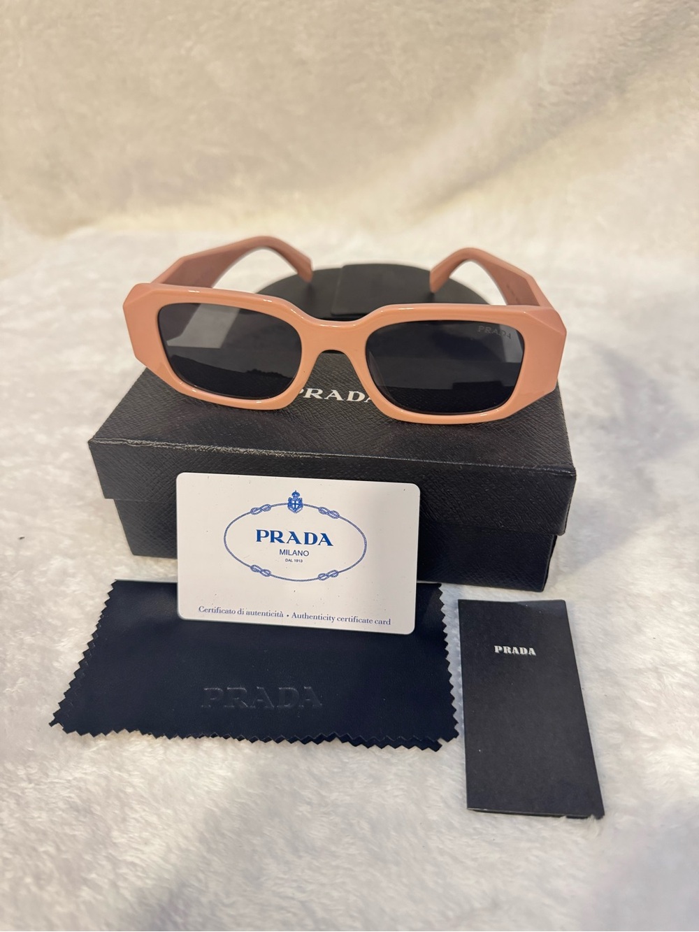 Prada Peach Pink Rectangular Women's Sunglasses